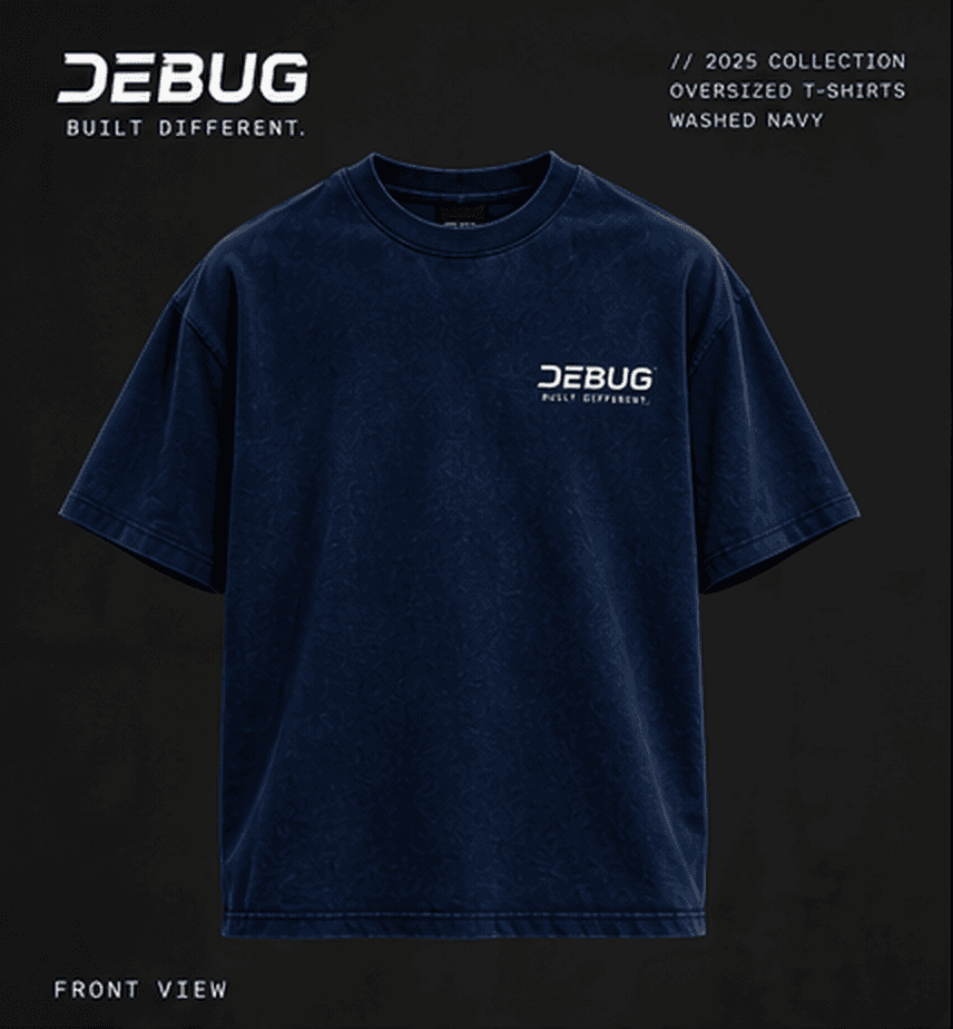 DEBUG Digital Escape Oversized T-Shirt — Washed Navy
