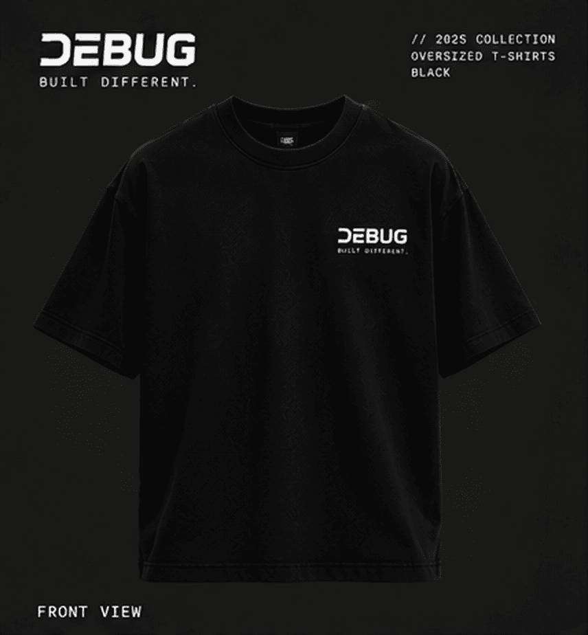 DEBUG Built Different Oversized T-Shirt — Black