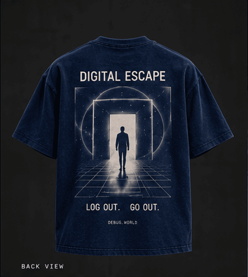 DEBUG Digital Escape Oversized T-Shirt — Washed Navy alternative view