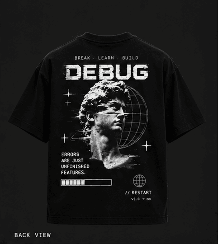 DEBUG Built Different Oversized T-Shirt — Black alternative view