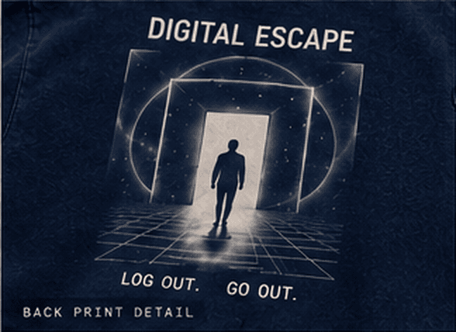 DEBUG Digital Escape Oversized T-Shirt — Washed Navy 5